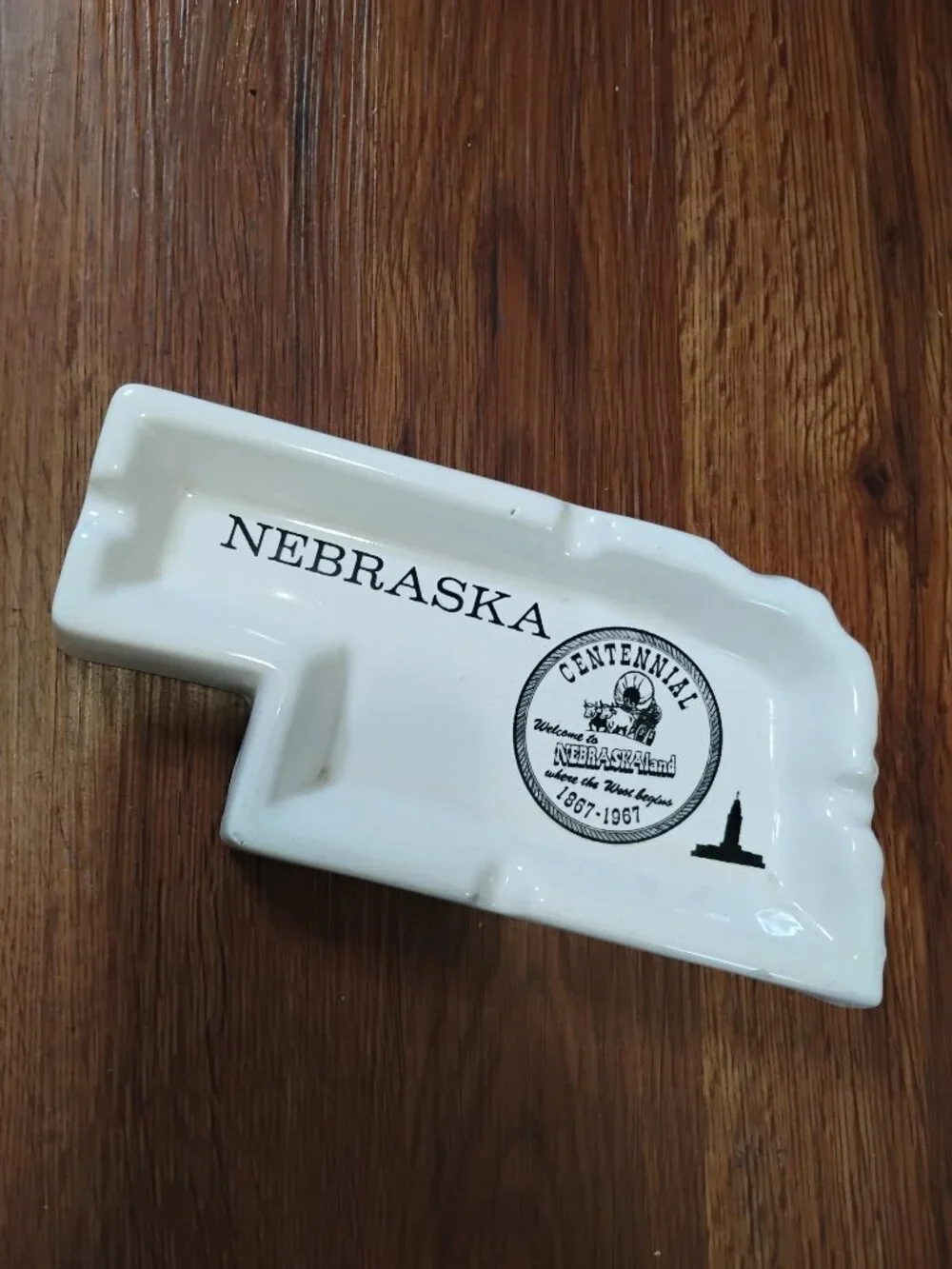 Vintage Klay Kraft Nebraska Centennial Ashtray Trinket Dish Ceramic